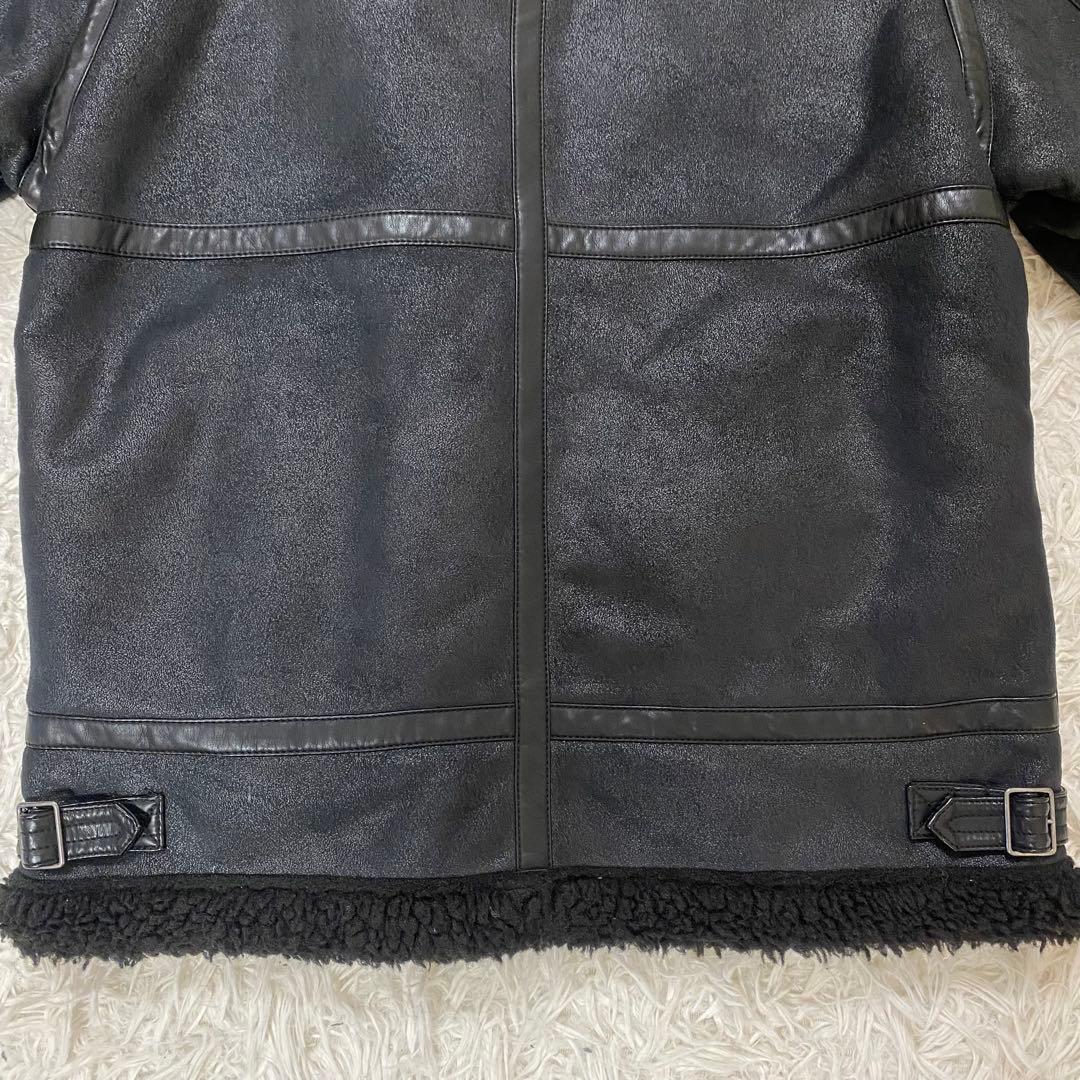 ALPHA ボア フェイクムートン フライトジャケット ブラック M