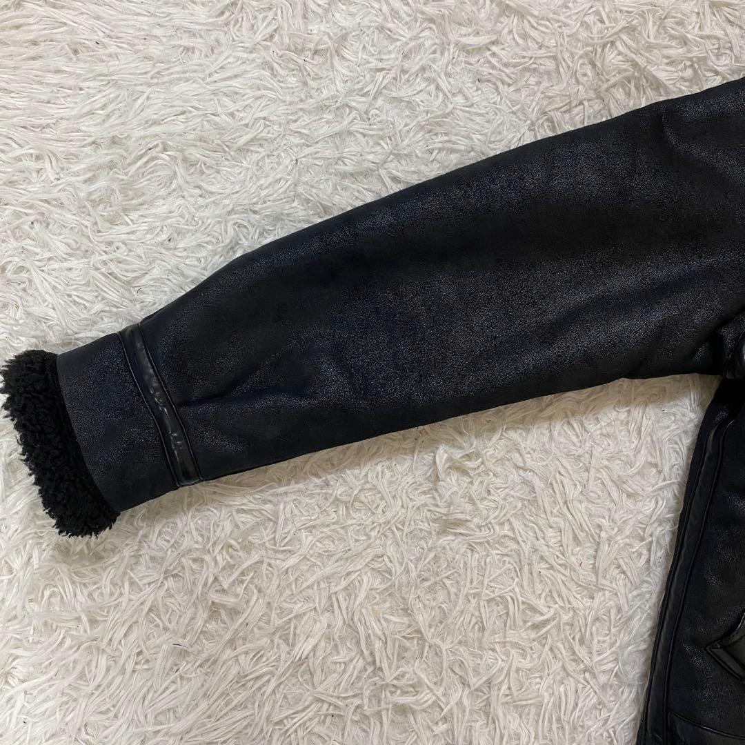 ALPHA ボア フェイクムートン フライトジャケット ブラック M