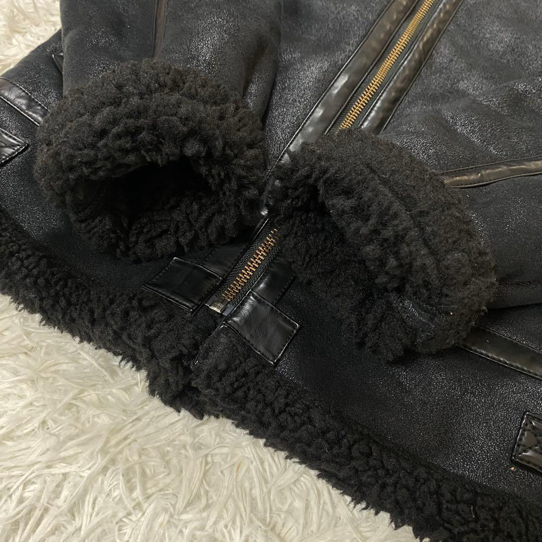 ALPHA ボア フェイクムートン フライトジャケット ブラック M