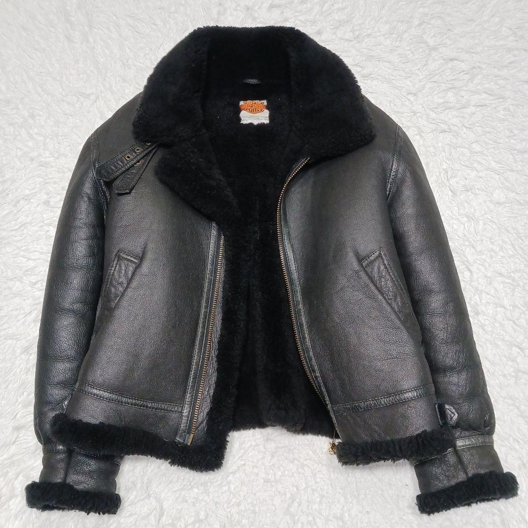 ✨希少サイズ42✨ハーレーダビッドソン　B-3 ムートン　フライトジャケット　黒