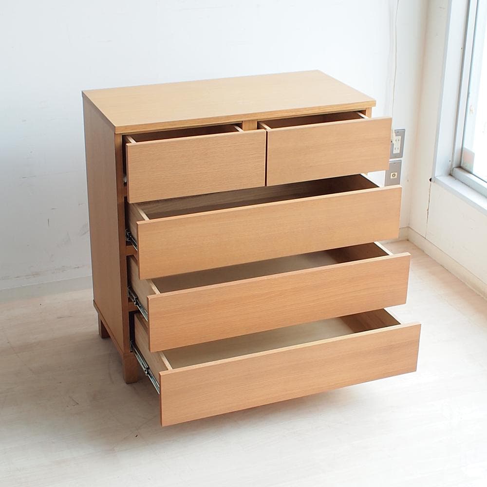 廃盤品 無印良品/MUJI オーク材 4段チェスト ナチュラル ZR23275