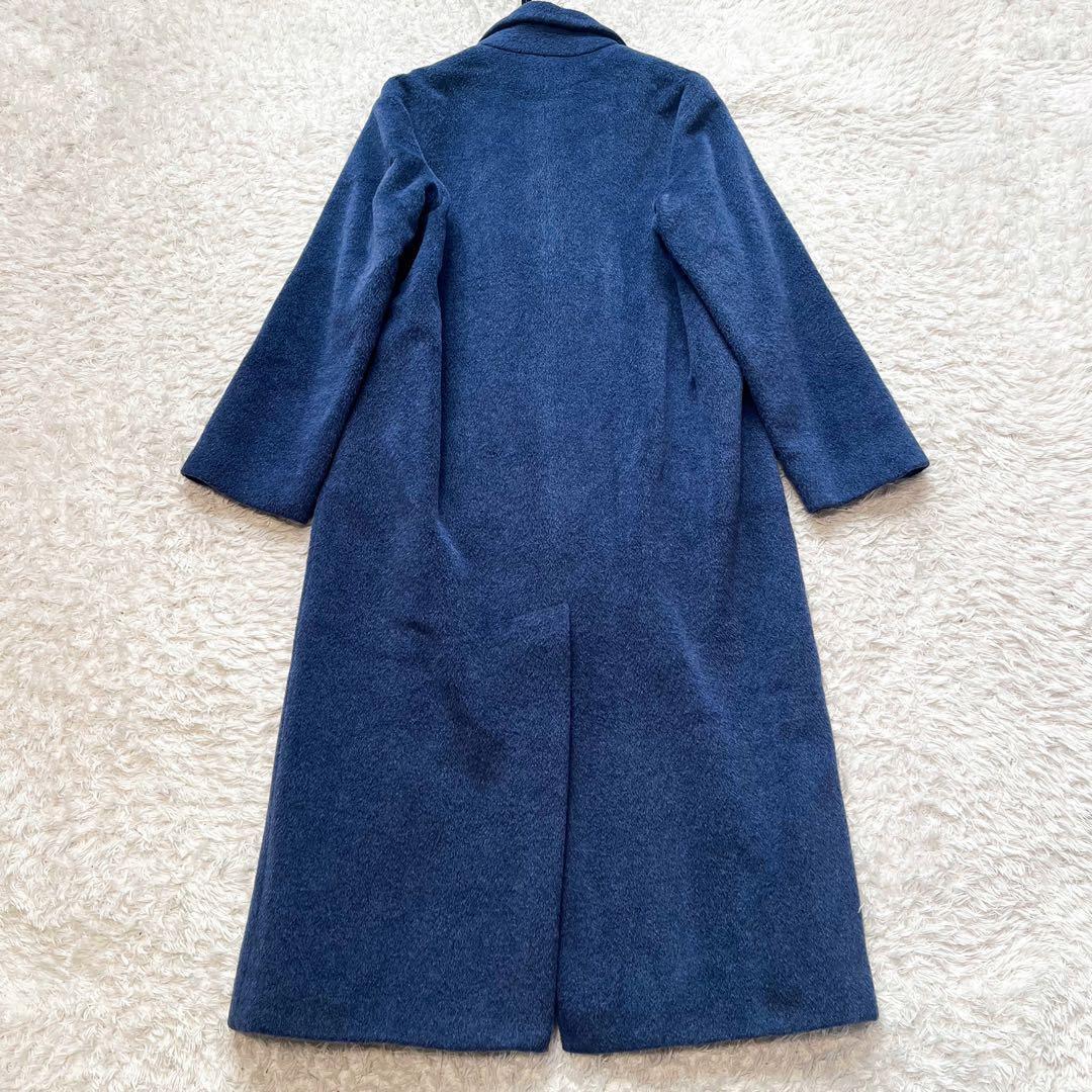 MaxMara ダブルブレスト ロングコート アルパカ混 ロイヤルブルー 38