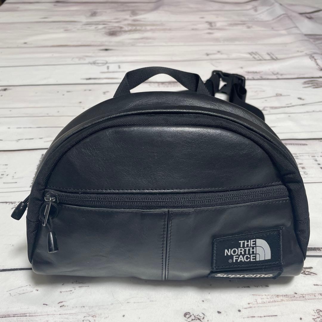 【本革美品】Supremeノースフェイス レザーバッグ　ボディバッグ　ポーチ