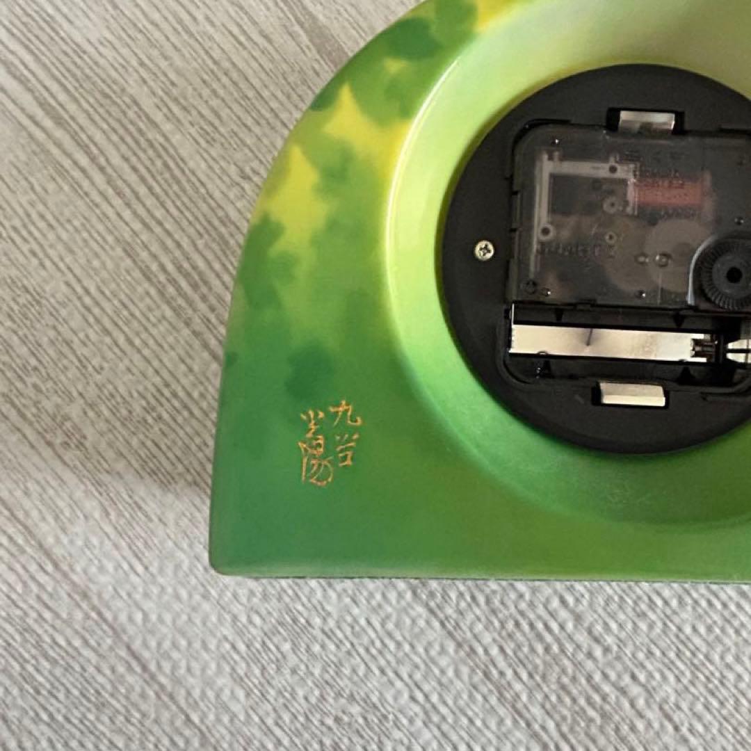 日本製 九谷焼 陶器 置時計 九谷焼置き時計 釉裏金鳥 金沢 金箔