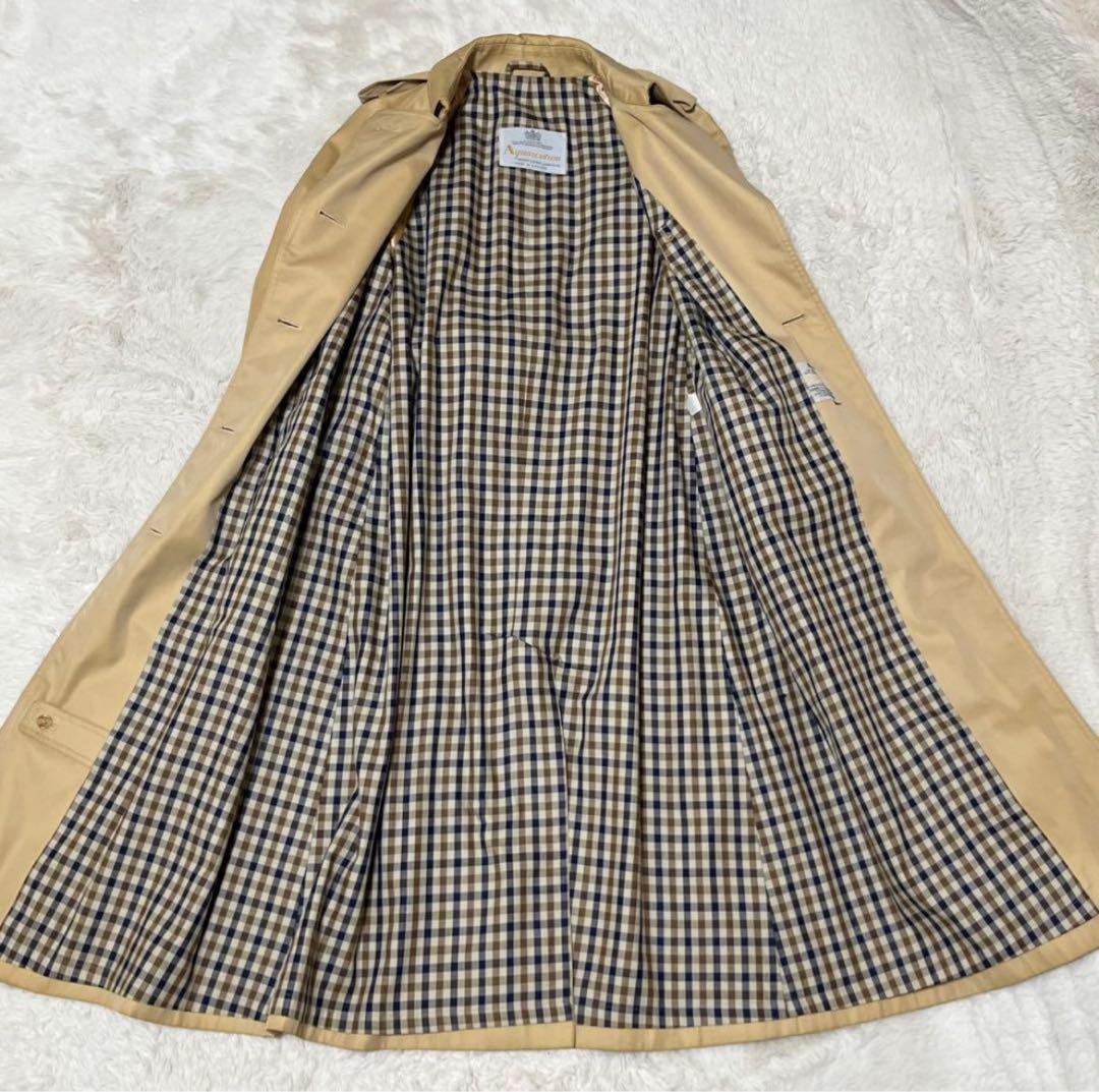 アクアスキュータム　ロング丈　トレンチコート　ベルト　クラブチェック　Aqua5