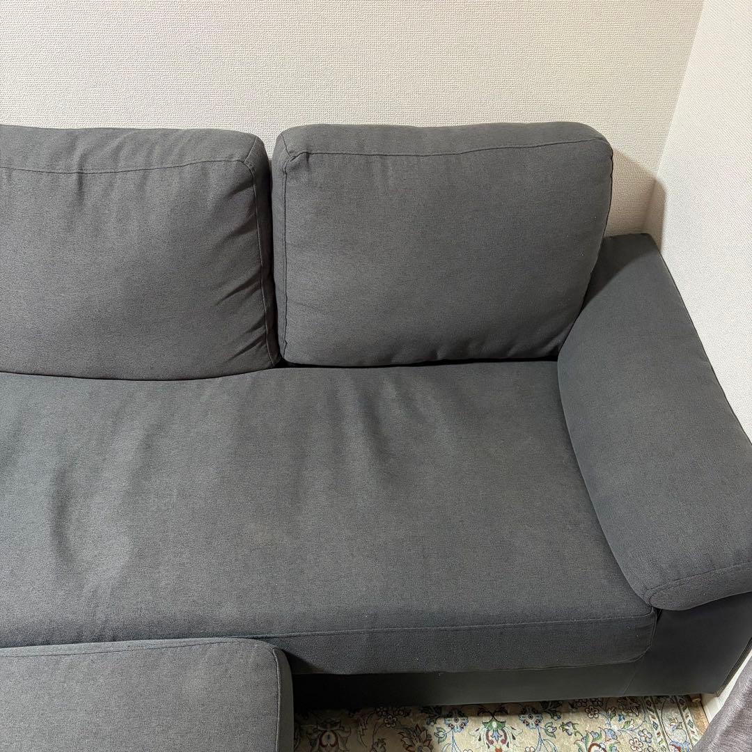 ソファ　カウチソファ　３人掛け　ソファーセット　オットマン付き　フルカバーリング