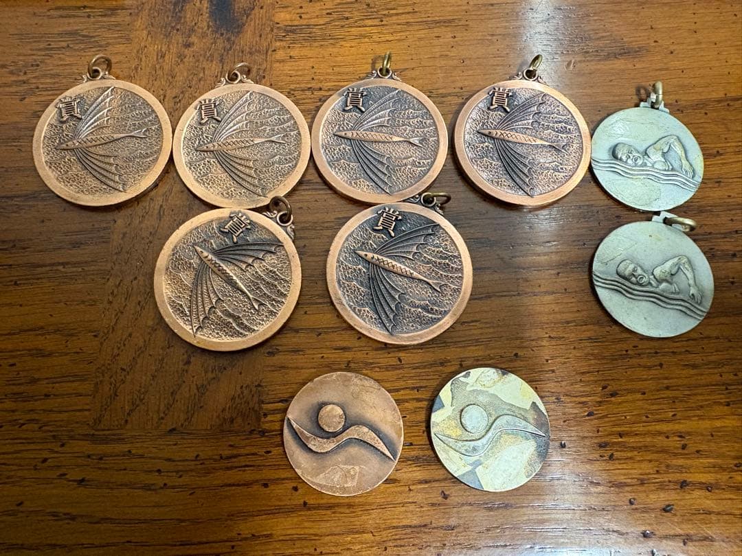 昭和レトロ 水泳大会メダルまとめ売り（1970年代／NHK／千葉県中学総体ほか）