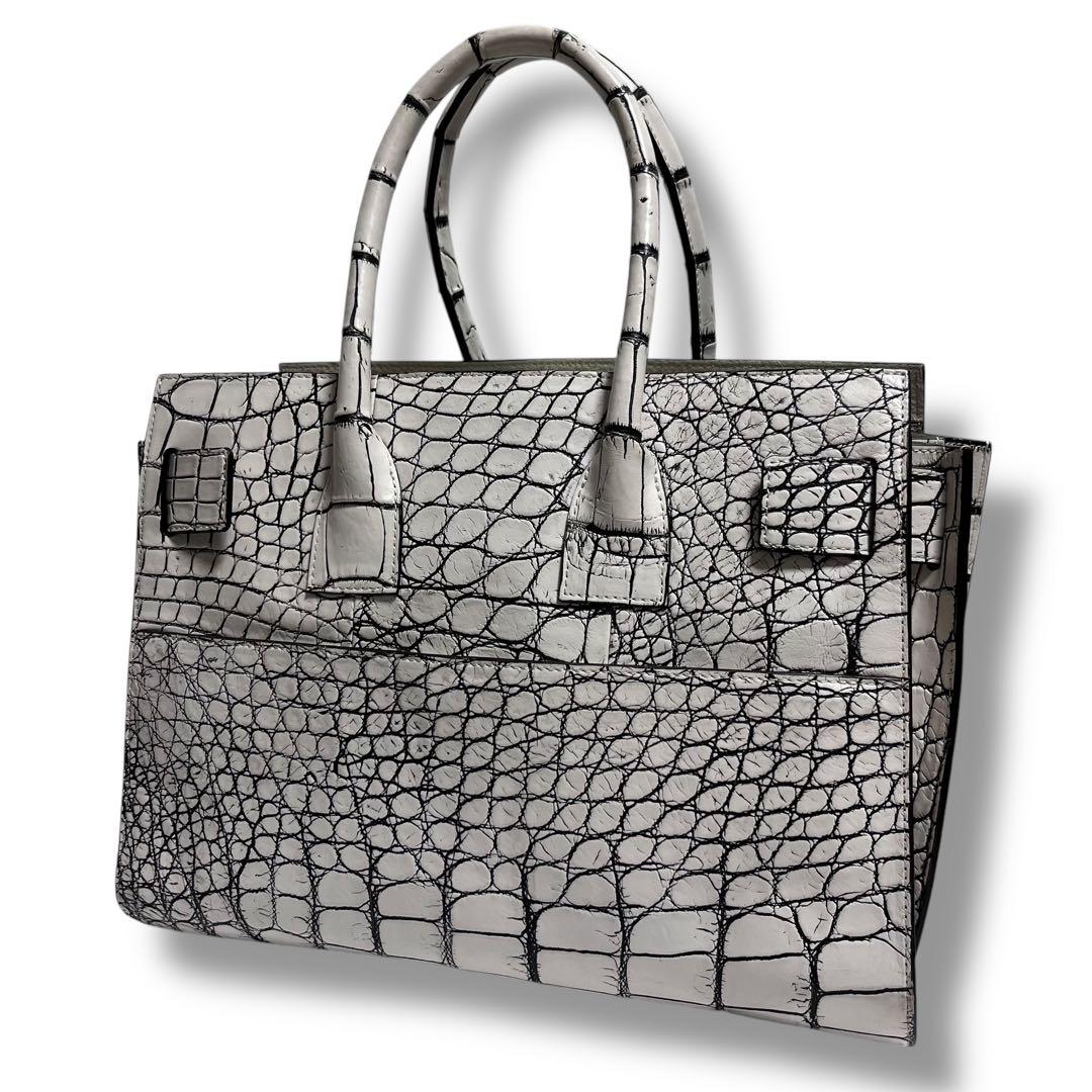 最高級リアルクロコダイル✨COTO トートバッグ バニラ 目地染め