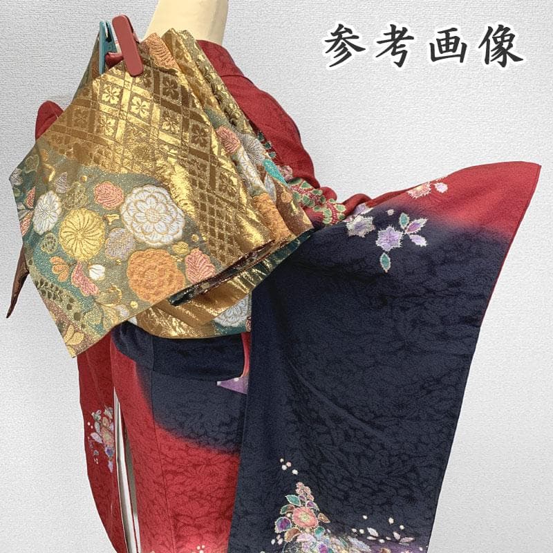 601z16〇小柄な方も 振袖 辻が花絞り染 地紋 赤 黒〇美品 成人式 結婚式