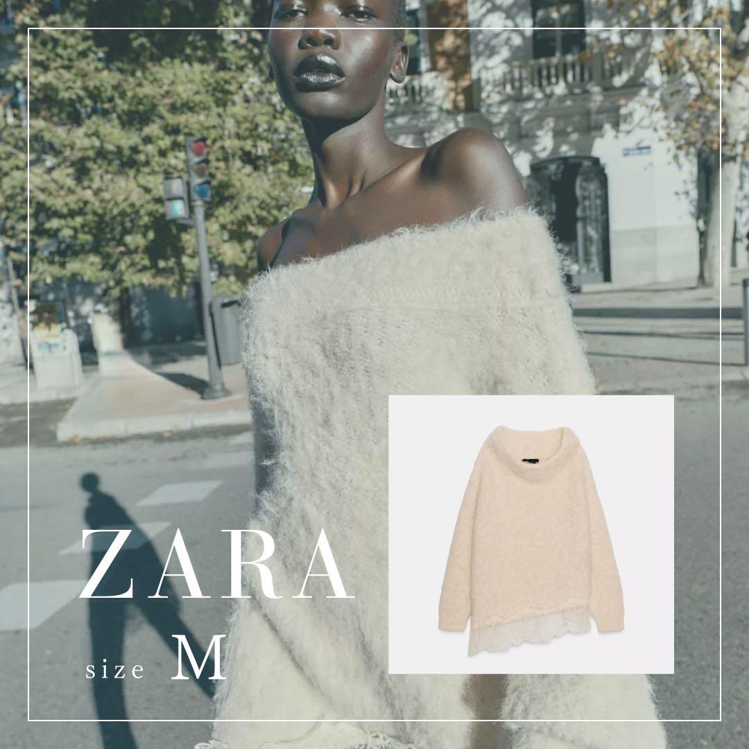 ZARA レースコンビニットセーター M エクリュ 新品