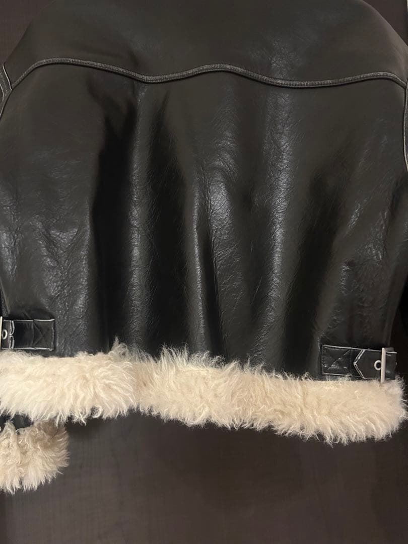 美品 MURUA ヴィンテージライクショートフェイクムートン ブラック