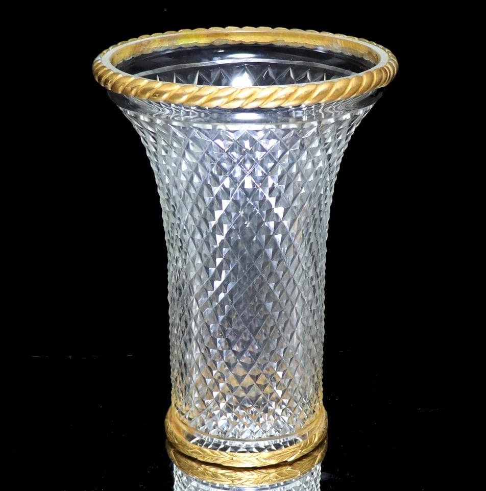 オールド・バカラ 霰文 ブロンズ装飾 大型 置物 ランプシェード ディアマン