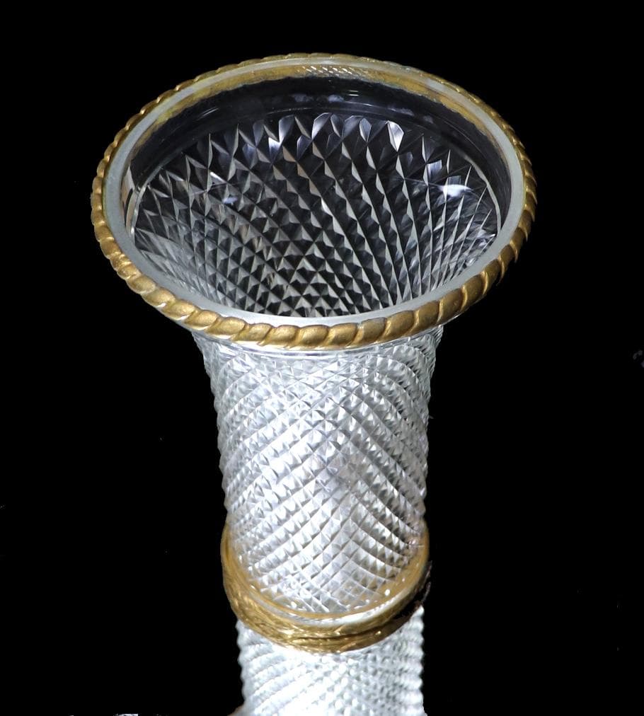 オールド・バカラ 霰文 ブロンズ装飾 大型 置物 ランプシェード ディアマン