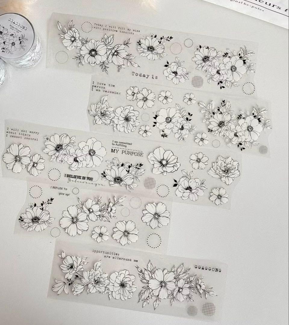 ggaggong マスキングテープ8個セット 花 コラージュ素材 装飾