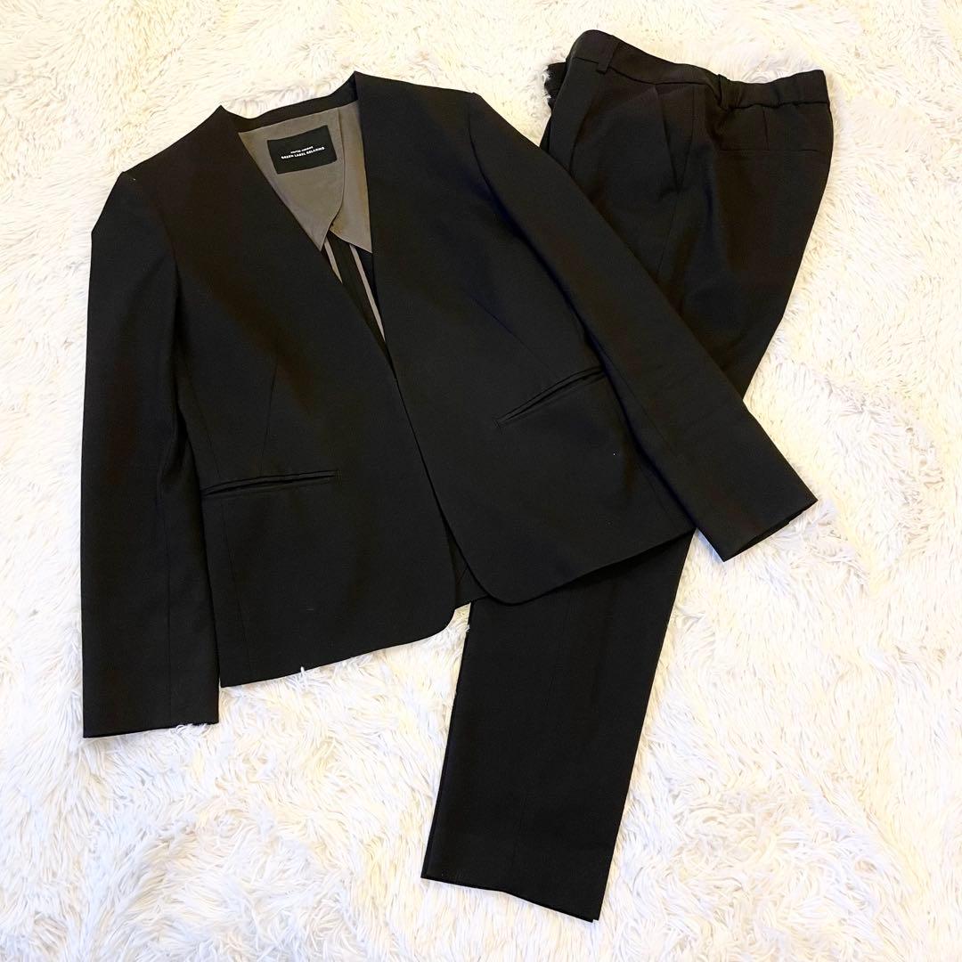 グリーンレーベルリラクシング カチリラ スーツ ノーカラーセットアップ ブラック