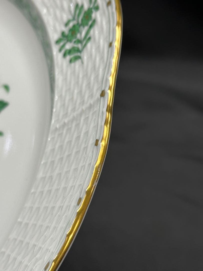 【美品】HEREND アポニーグリーン　オーバル　プレート　37cm