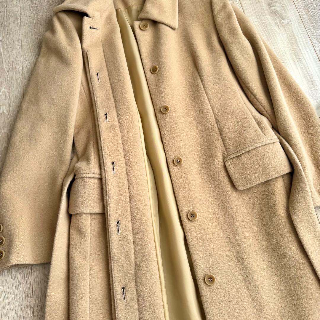 美品 カルバンクライン 最高級 ロングコート ベージュ M アンゴラ Aライン