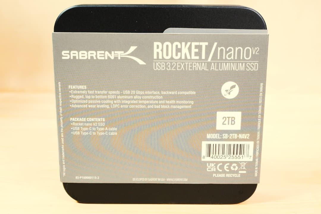 外付けハードディスク・ドライブ SABRENT ROCKET nano V2 SSD 2TB USB 3.2