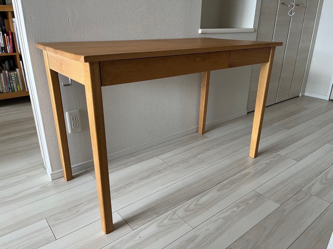 無印良品　オーク無垢材　引き出し付　学習机