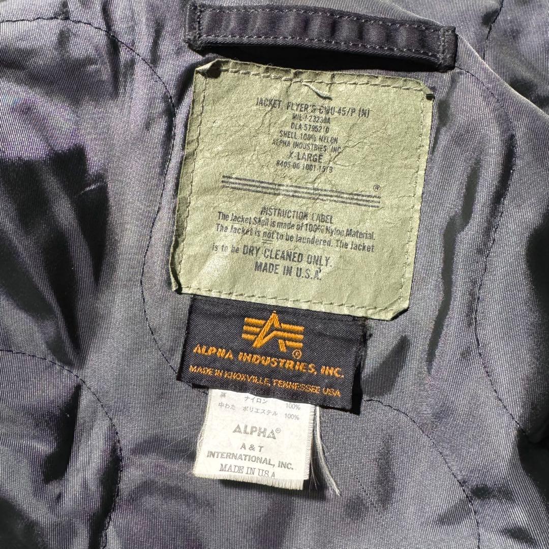 90s USA製 ALPHA CWU-45P フライトジャケット オリーブ XL