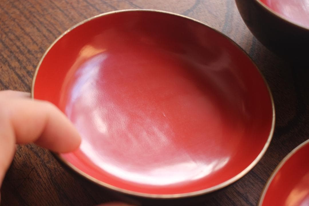 デッドストック！風情ある青塗地に優美な沈金草花文の映えるお椀2点（検輪島塗沈金椀