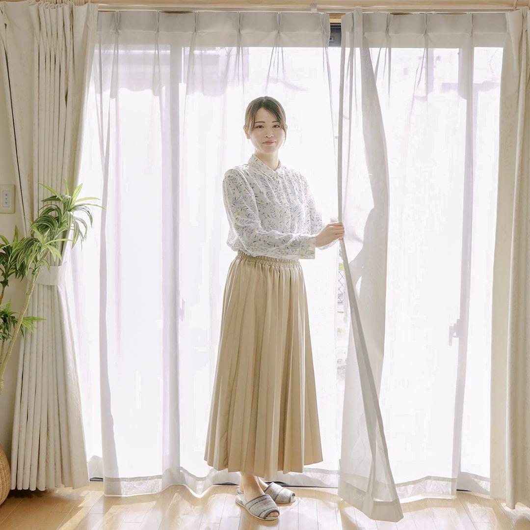 波模様 薄手レースカーテン150×198cm 2枚