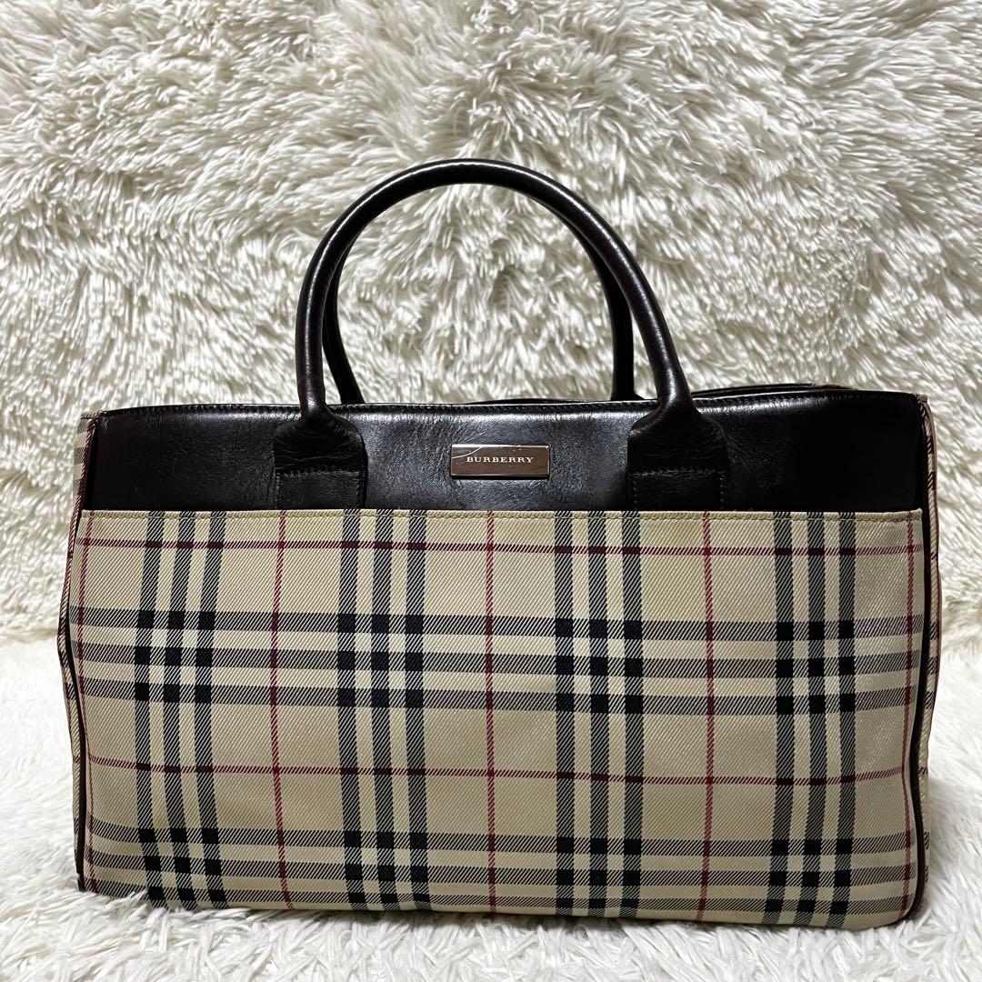 【良品】Burberry バーバリー　ミニボストン　トートバッグ　ノバチェック
