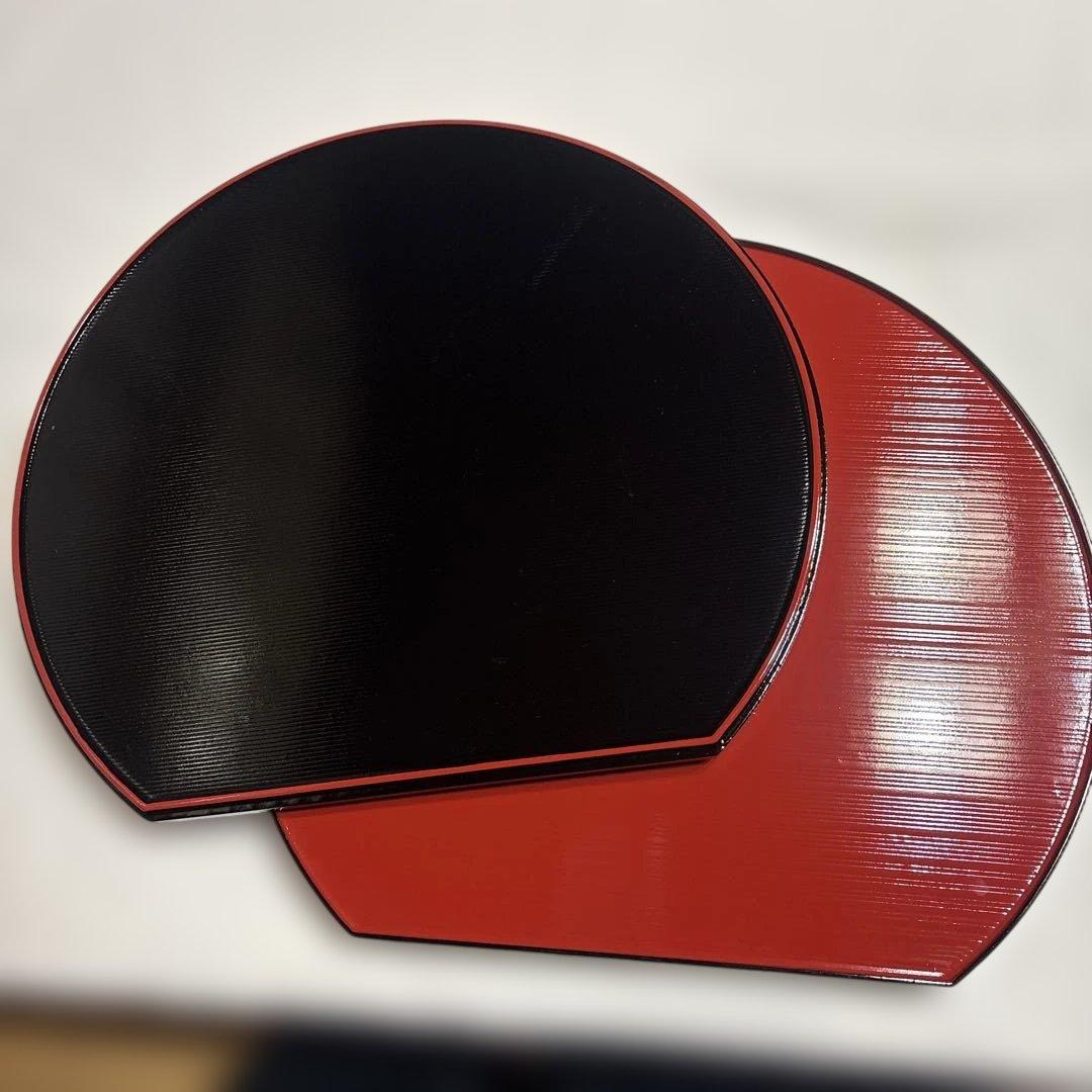 越前塗り　円形ランチョンマット 黒と赤 両面使い5枚セット