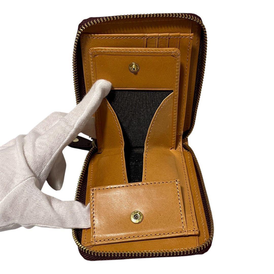 【新品】ROCADO ロカド シェルコードバン 二つ折り財布 馬革 ワインレッド