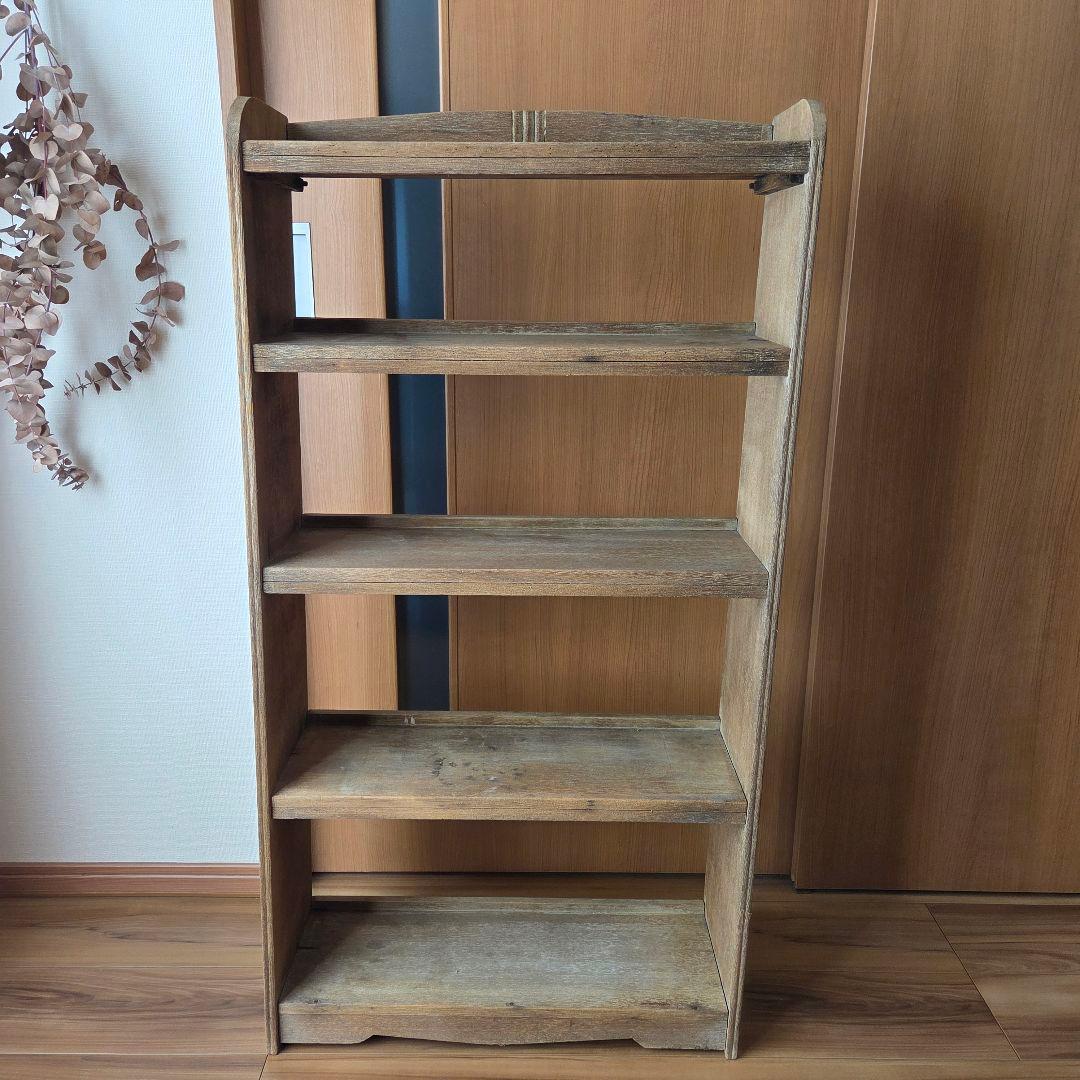 古い本棚 古家具 オープンラック 枯れた棚 収納棚 ディスプレイラック 5段