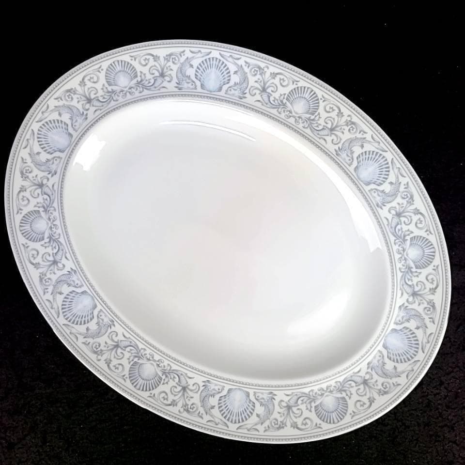 ●美品〇ウェッジウッド　ドルフィン　ホワイト　オーバルプレート 0