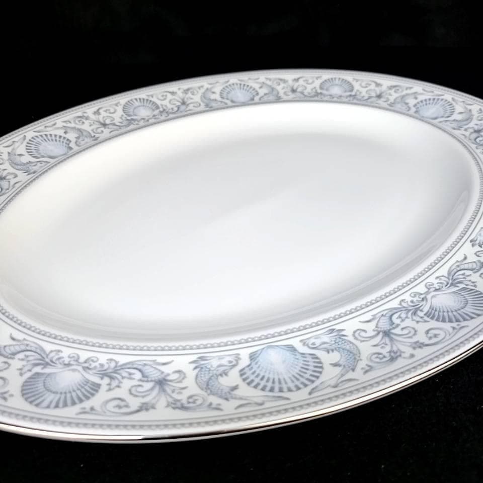 ●美品〇ウェッジウッド　ドルフィン　ホワイト　オーバルプレート 0