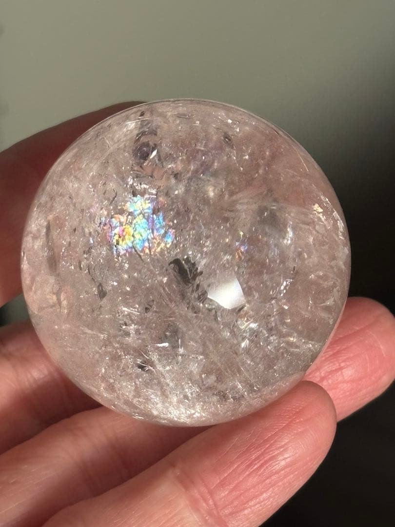 極上　ピンクアゼツライト　スフィア　4.40cm 虹だらけ　天然石