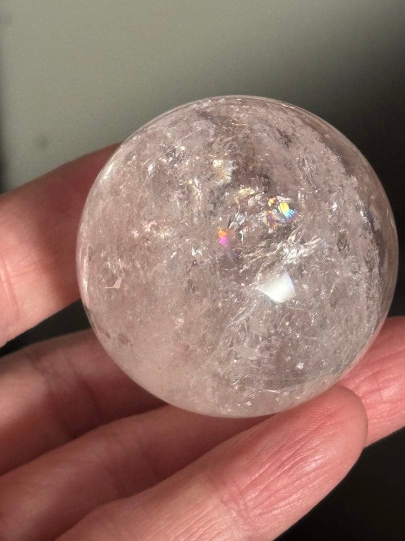 極上　ピンクアゼツライト　スフィア　4.40cm 虹だらけ　天然石