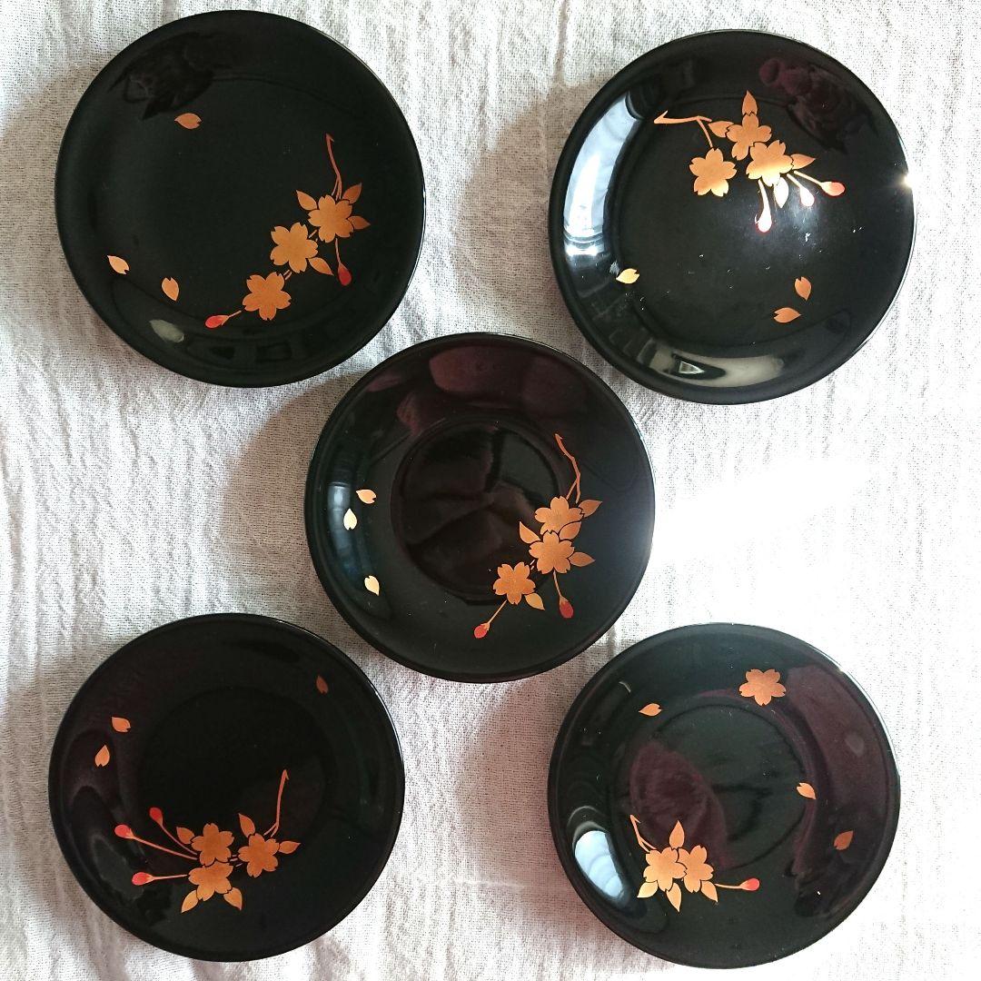 桜づくし 漆器 銘々皿 小皿 蒔絵 /輪島塗 越前漆器 茶道具 骨董 椀　印判
