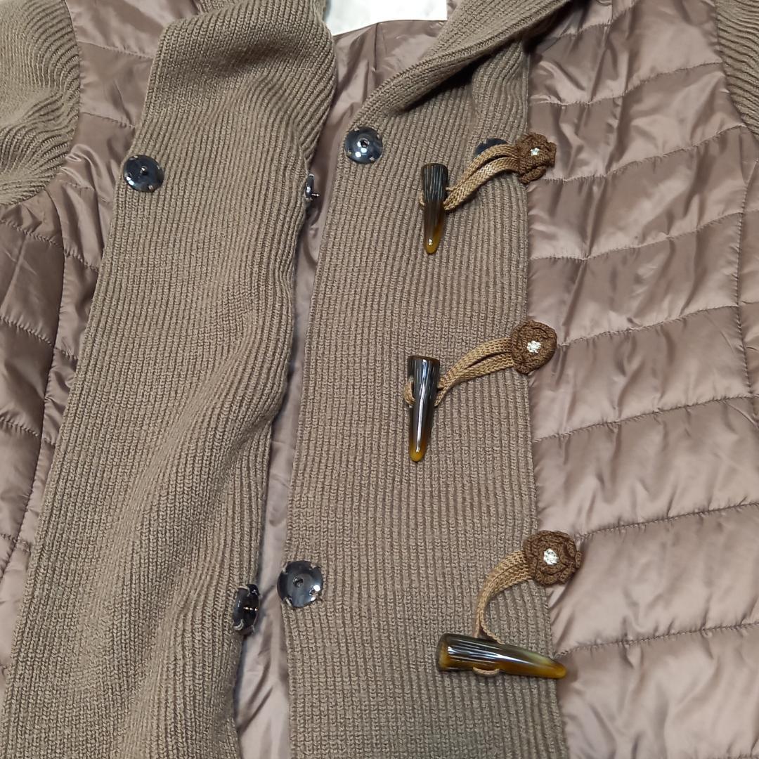 近年✨インゲボルグ 異素材切替 中綿ダッフルコート フード付き カーキブラウン