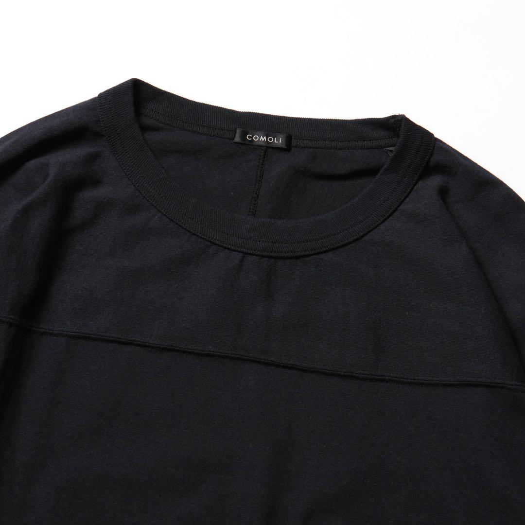 【極美品】COMOLI 22AW フットボールTEE NAVY SIZE2