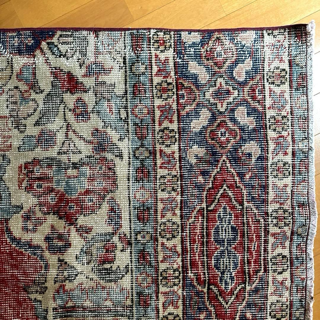 78×115アンティークレッド　ボタニカル　トルコヴィンテージラグ