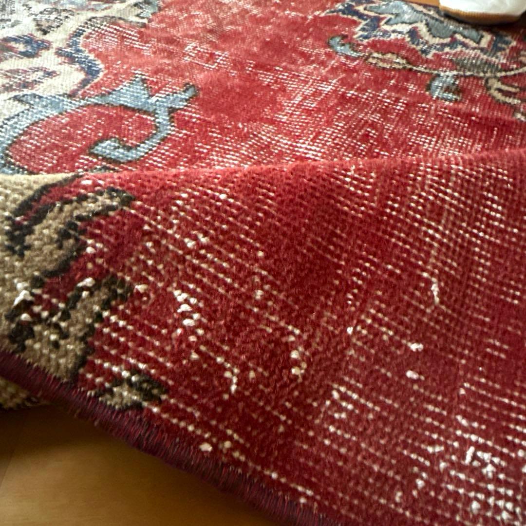 78×115アンティークレッド　ボタニカル　トルコヴィンテージラグ