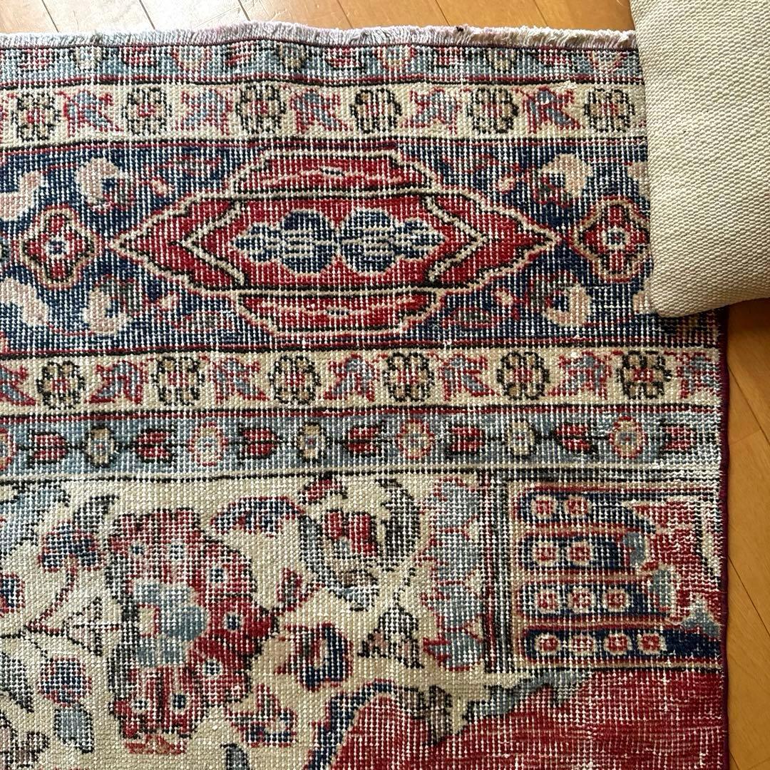 78×115アンティークレッド　ボタニカル　トルコヴィンテージラグ