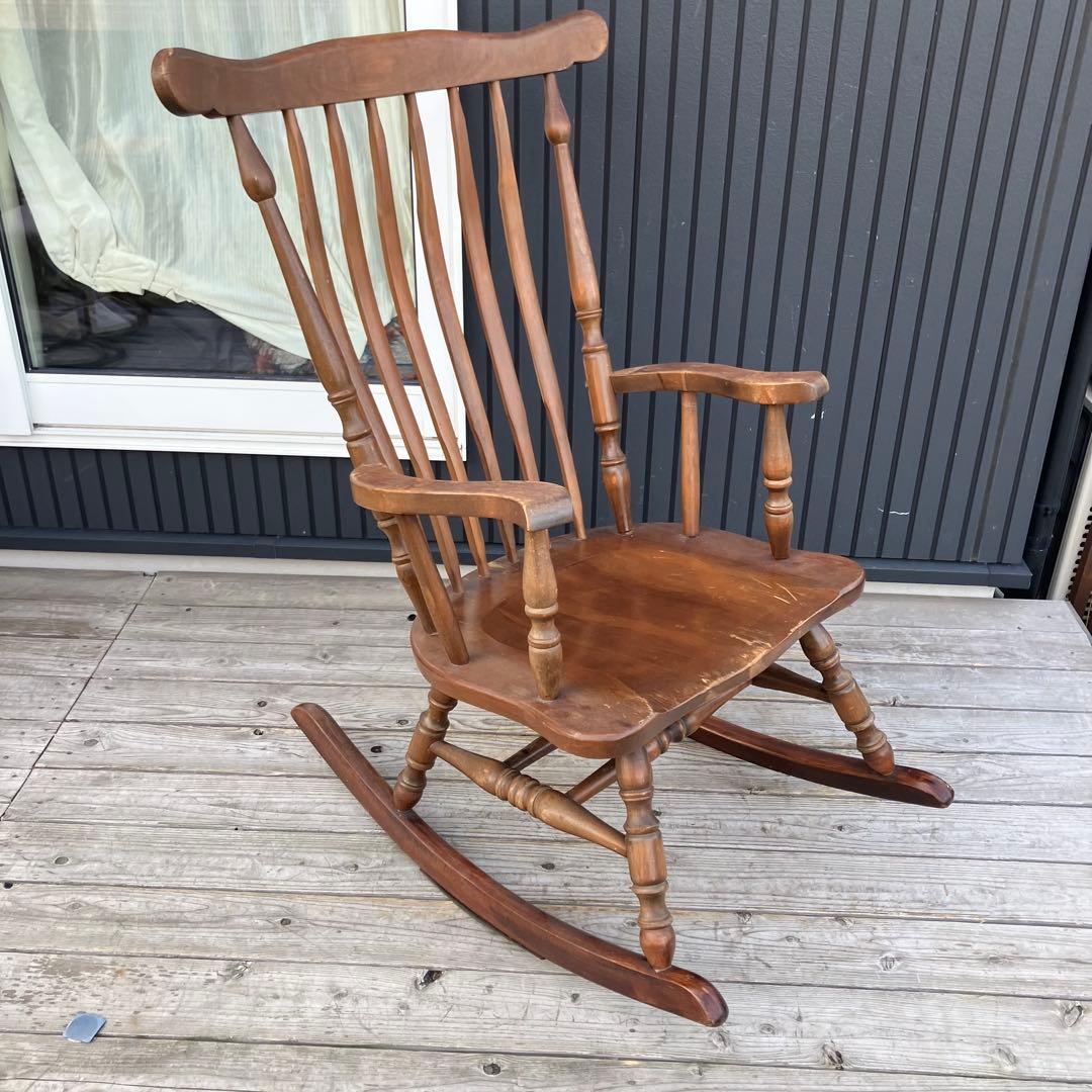 昭和レトロ 秋田木工 木製 ロッキングチェア アームチェア 古家具 ビンテージ