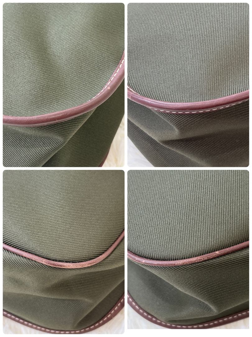 【美品】ハンティングワールド メッセンジャーバッグ ワンポイントロゴ カーキ