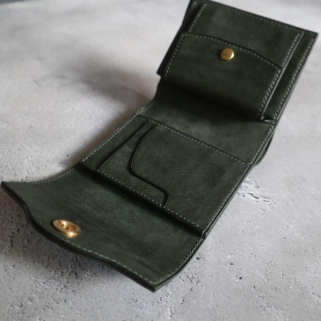 【受注制作】オコシ金具の三つ折り財布　ハンドメイド　イタリアンレザー