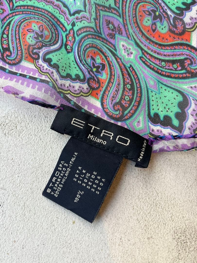 【新品未使用】ETRO ペイズリー柄 シルク100% スカーフ