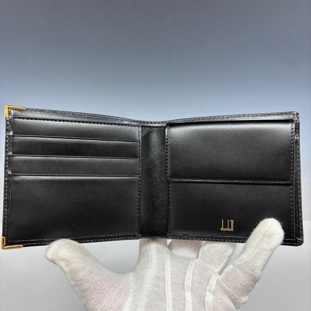 未使用【ダンヒル本物】2つ折り財布/ALFRED DUNHILL/レザー/黒