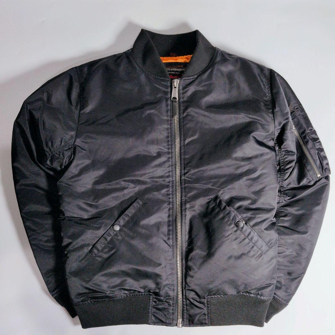 【美品】Schott NYC MA-1 フライトジャケット ブラック オレンジ