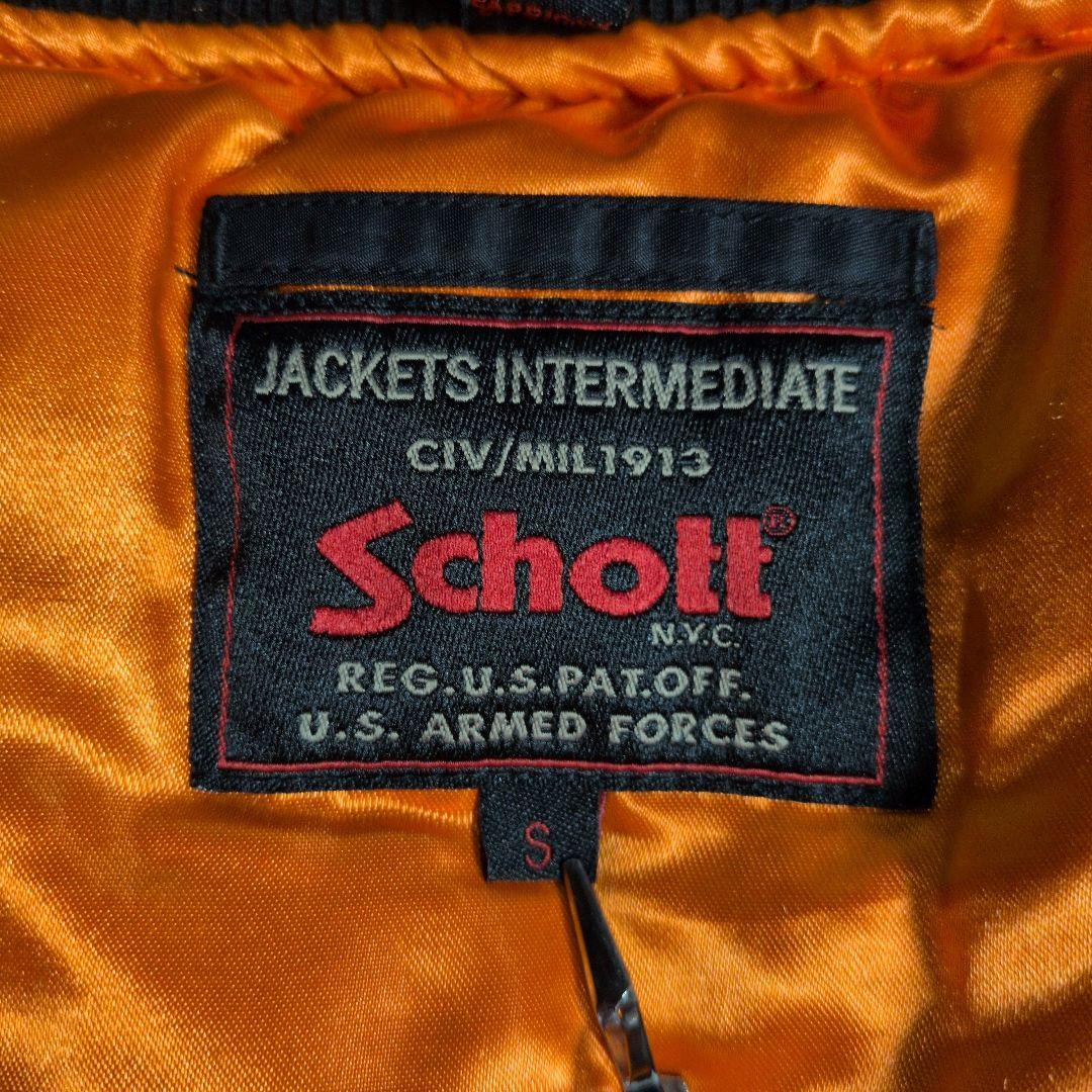 【美品】Schott NYC MA-1 フライトジャケット ブラック オレンジ