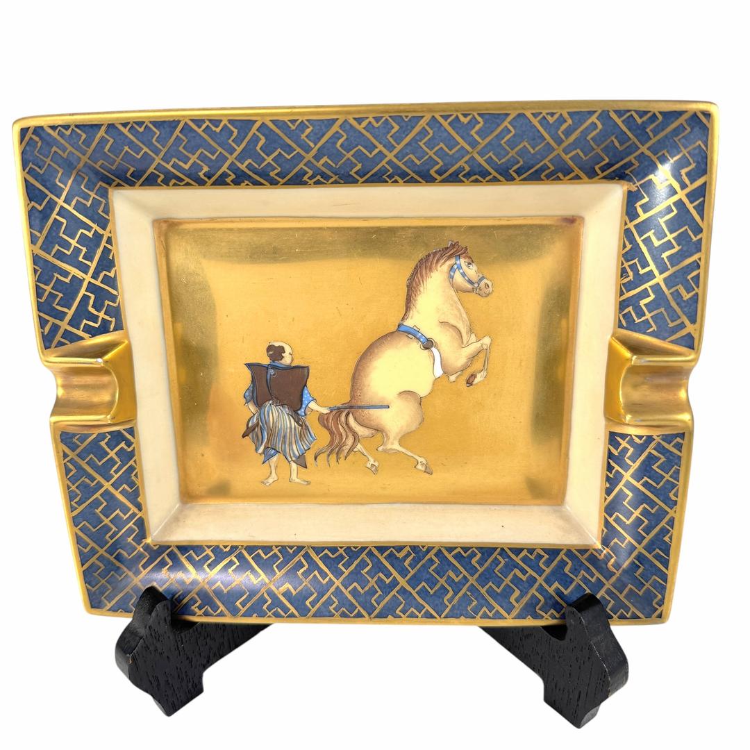 ■エルメス■アッシュトレイ■灰皿■磁器■武士■侍■J0398