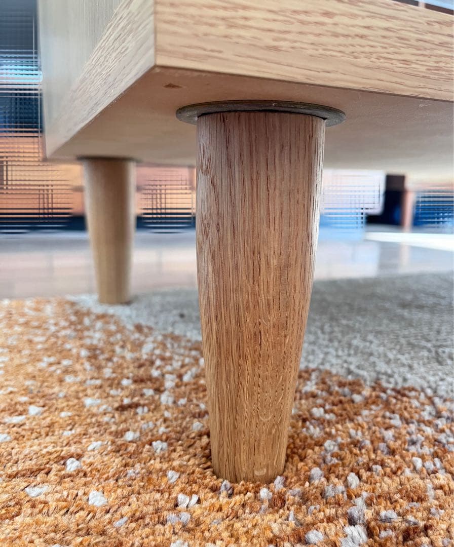 【引取限定】IDC大塚家具　木製ローテーブル110cm 、モーブル、北欧風