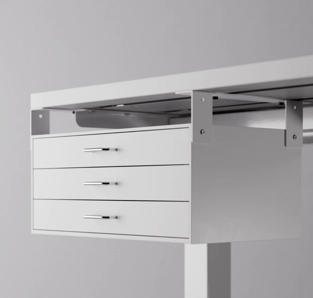 【デスクの完成形✨】PREDUCTS Drawer Three ロング ホワイト